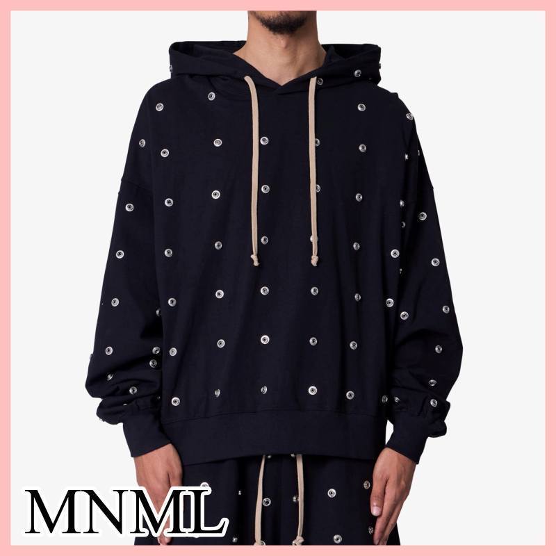 MNML ALL OVER BUTTON フーディ パーカー Black 送料込み