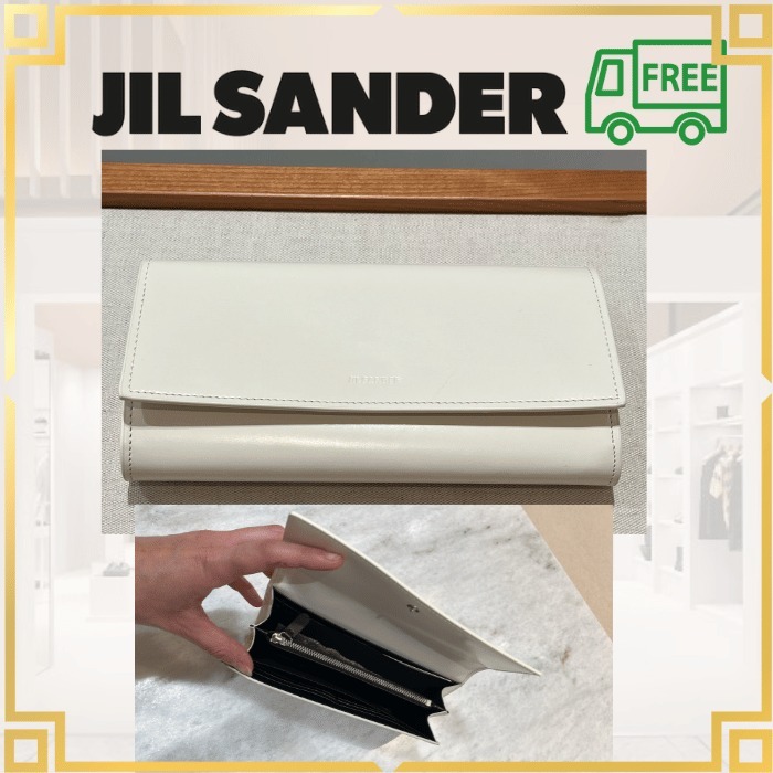 JIL SANDER レザー ロゴ フラップ 長財布