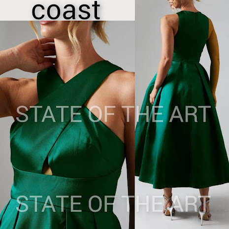 英国発【COAST】クロスネック ツイル フィット フレアドレス