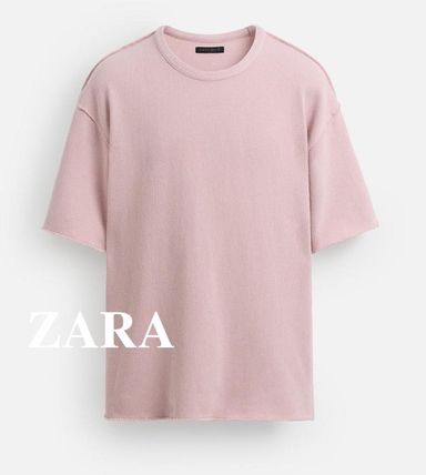 ★ドイツ発*ZARA*新作*SLOGAN エンボスTシャツ/PALE PINK★ ピンク系 ZARA(ザラ) Tシャツ・カットソー(メンズ) - 海外通販の