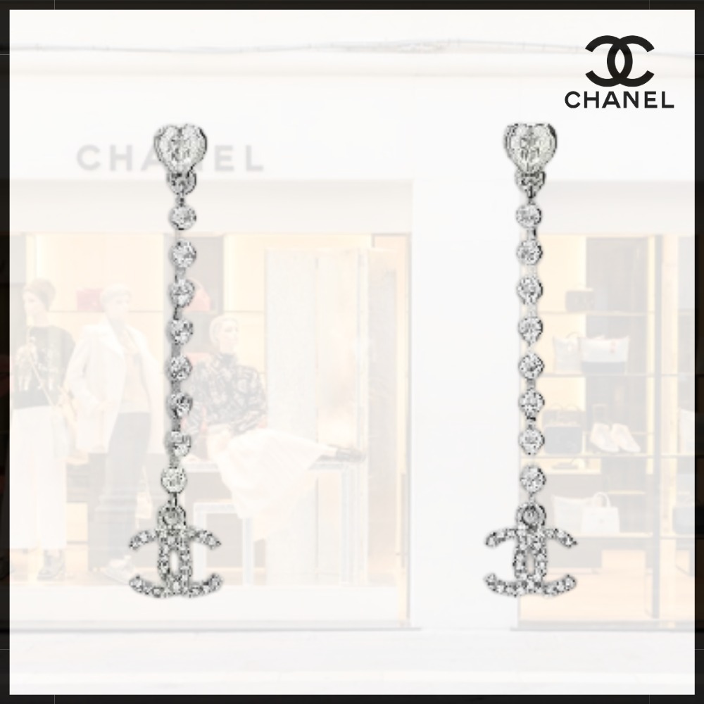 【ハート×揺れるCCロゴ♪】CHANEL ピアス シルバー ロング