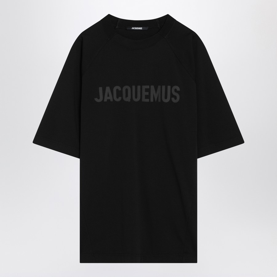 ジャックムス ロゴ入りブラックコットンTシャツ