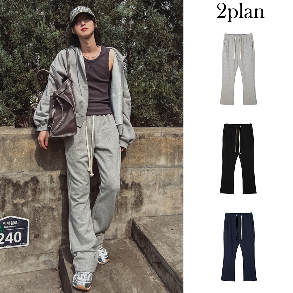 【2plan】Resin flare fit banding pants