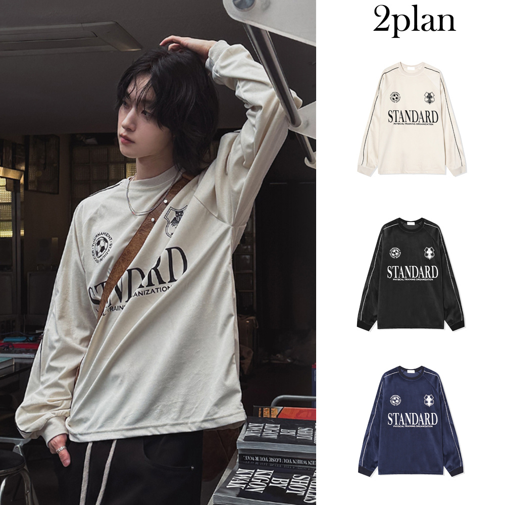 【2plan】Standard Velvet Long Sleeve T-shirt