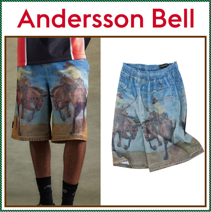【ANDERSSON BELL】 Unisex double layer print mesh shorts