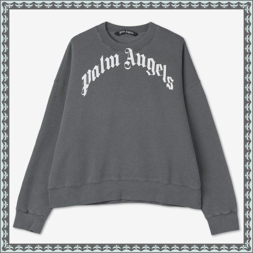 ★Palm Angels★ Curve Logo Man to Man Washed Black PMBA026C9