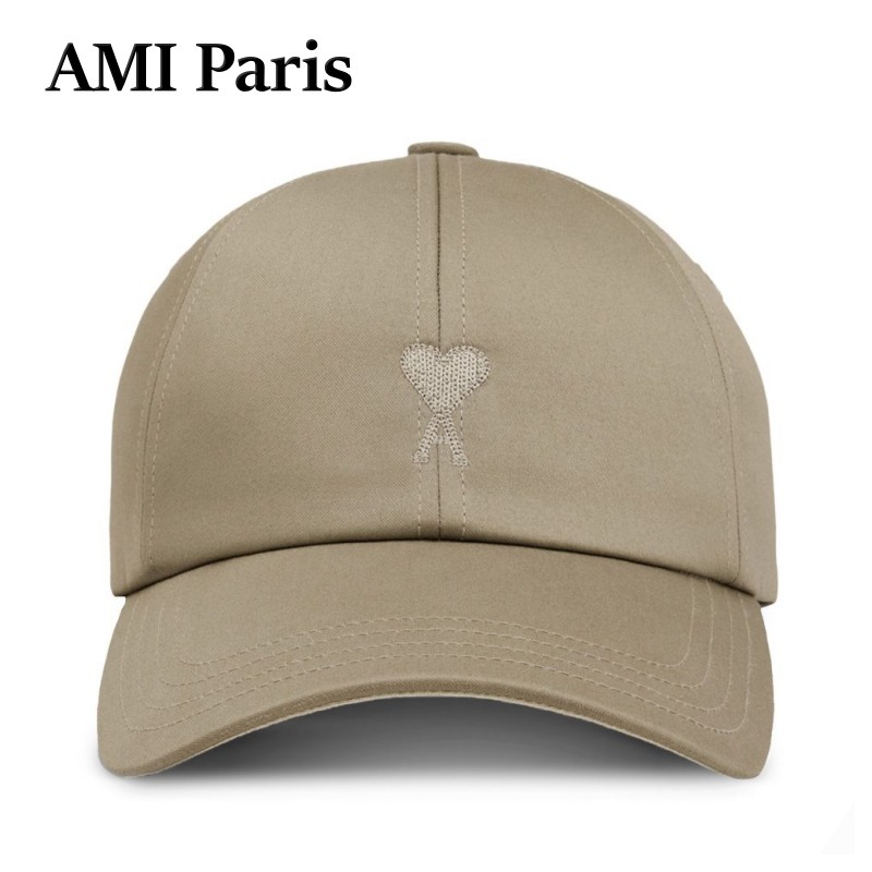 AMI Paris Ami de Coeur ロゴ ベースボール キャップ カーキ