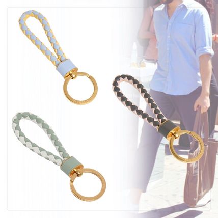 Bottega Veneta キーホルダー青レザー