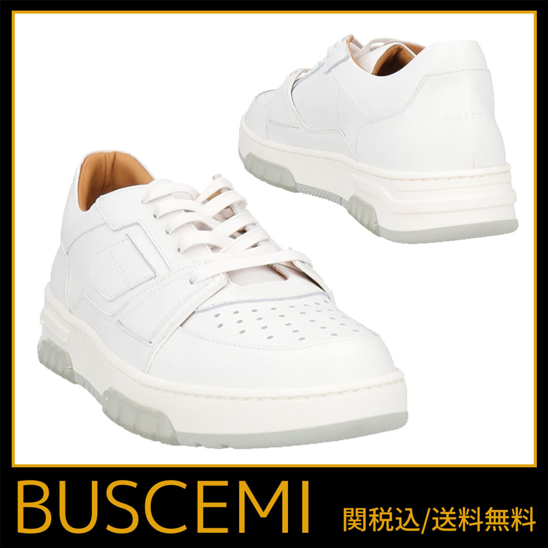 スニーカー【BUSCEMI】関税込送料無料 無地 レザー ラバーソール
