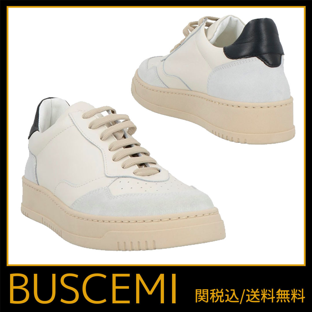 スニーカー【BUSCEMI】関税込送料無料 ラバーソール レザー ロゴ
