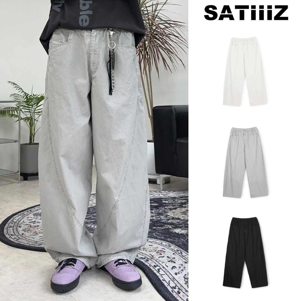 【SATIIIZ】Bains Oxford Curved Pants