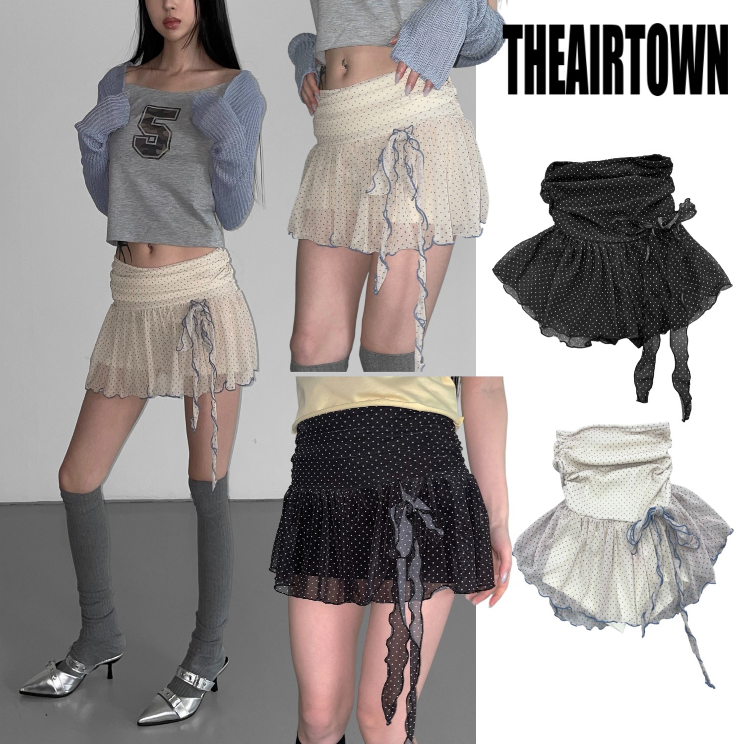 【THEAIRTOWN】ブロッサムドットレーススカート