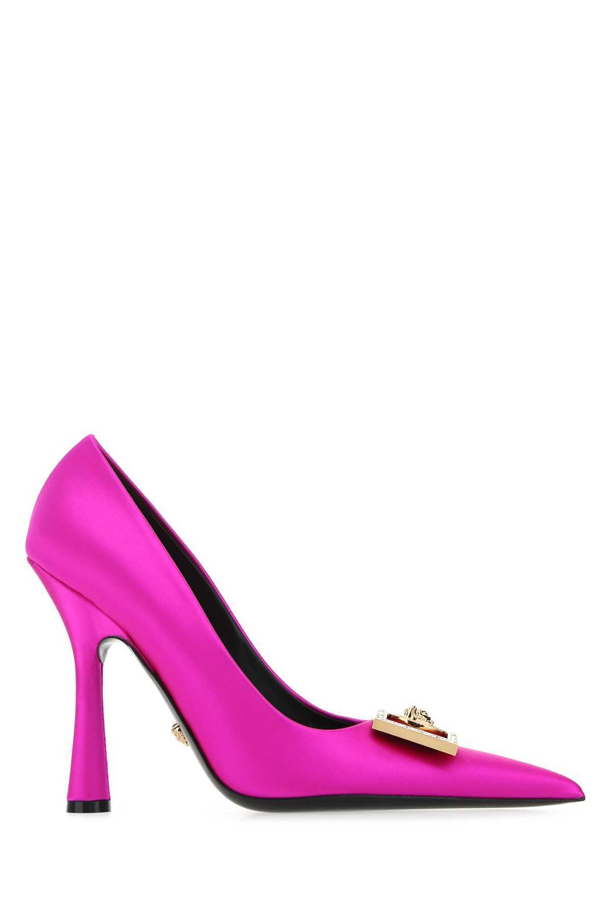 【送料&関税込】Versace Fuchsia Satin Pumps