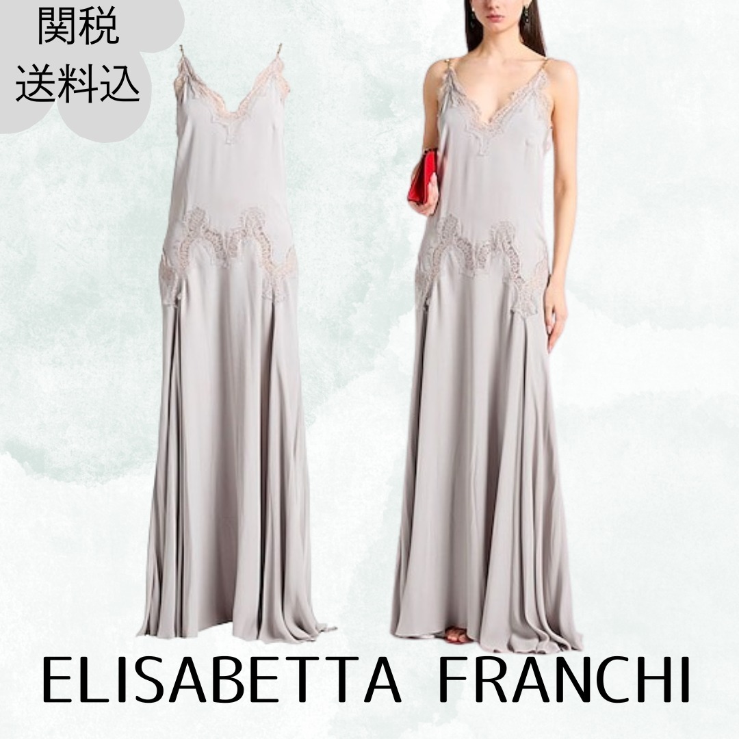 残りわずか【ELISABETTA FRANCHI】スリップドレス☆ライトグレー