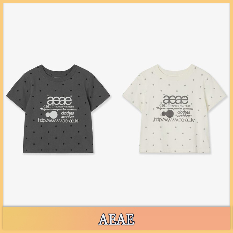 【AEAE】送料・関税込★人気★ウェブロゴドットクロップTシャツ