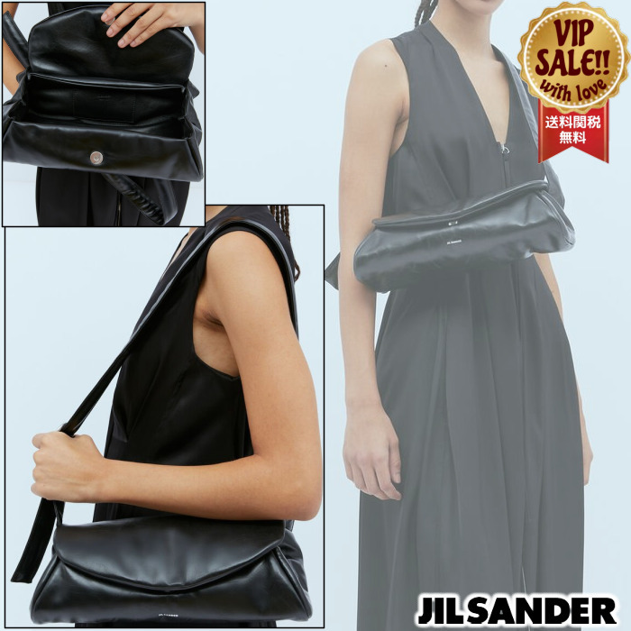 【Jil Sander】 ラージ Cannolo クロスボディバッグ ブラック