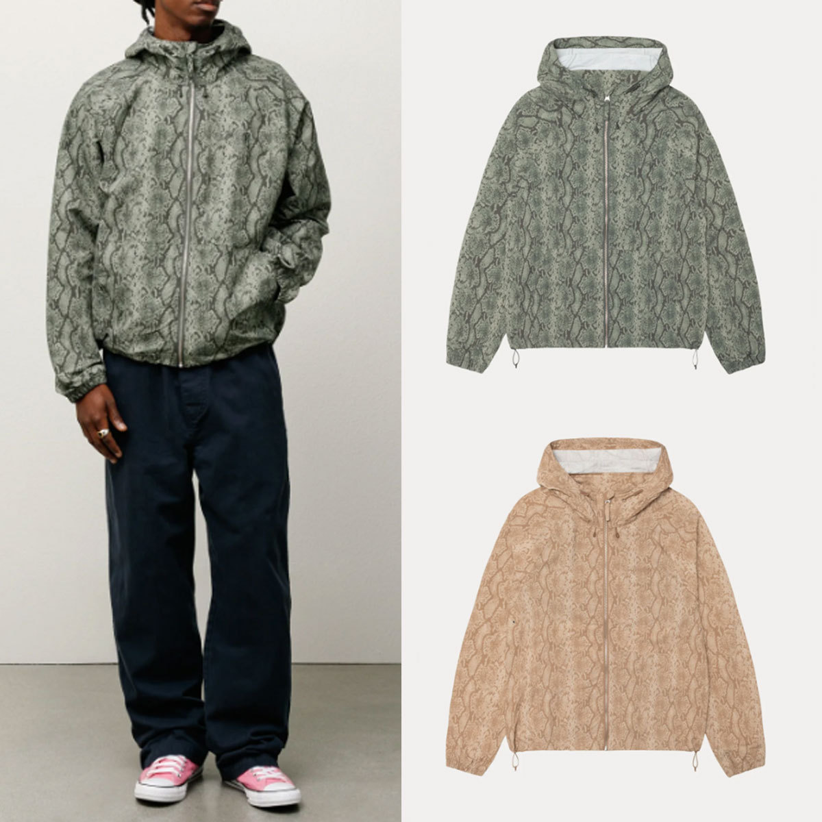 ジャケットその他 STUSSY BEACH SHELL SNAKE PRINT NYLON 5FT1229
