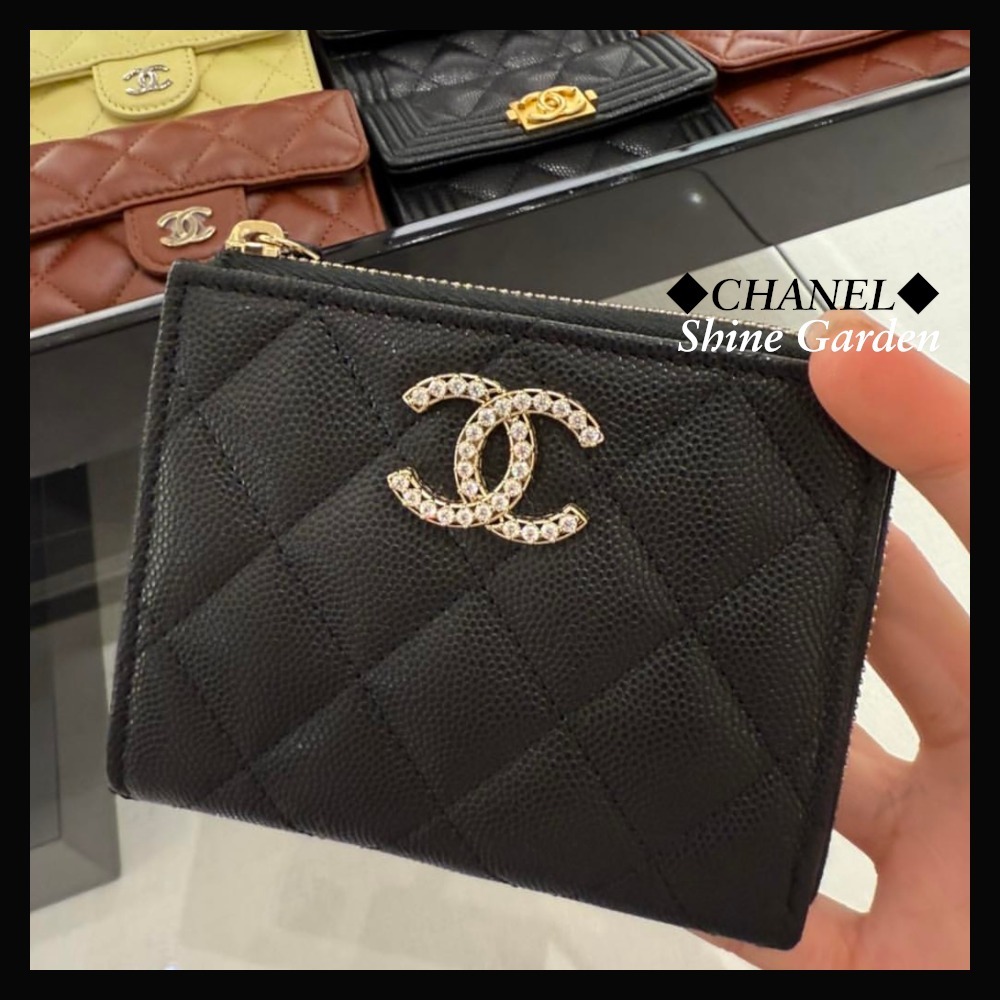 【25SS】L字ジップ×限定キラキラロゴ♪ CHANEL 財布 コンパクト