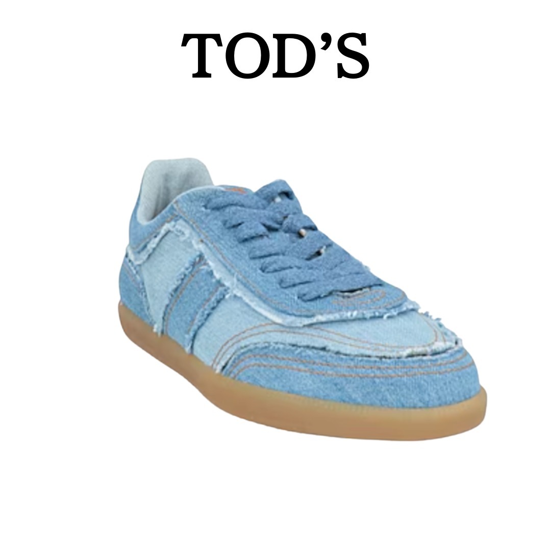 TOD’S :デニム ロゴ スニーカー ローカット ブルー