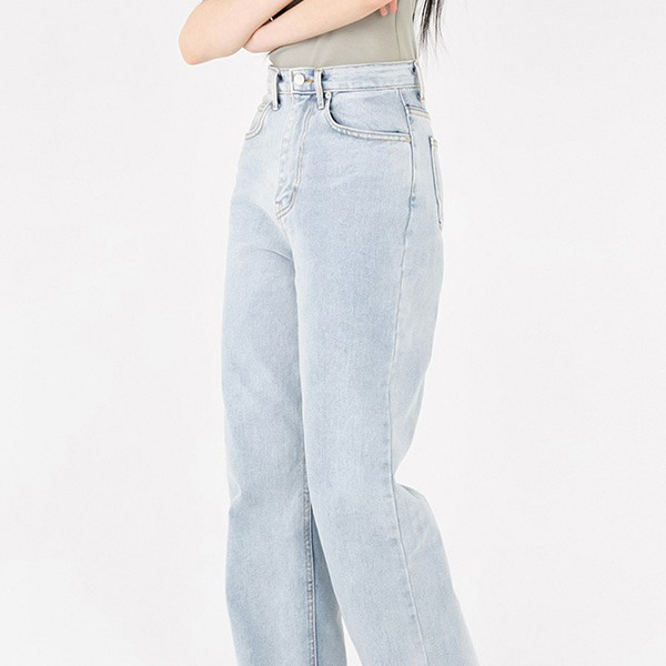 ★muahmuah★ WASHED WIDE DENIM PANTS LIGHT BLUE