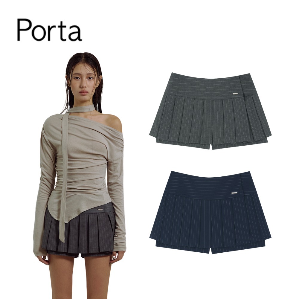 ★BLACKPINK JISOO着用★PORTA STRIPE PLEATS MINI SKIRT SHORTS