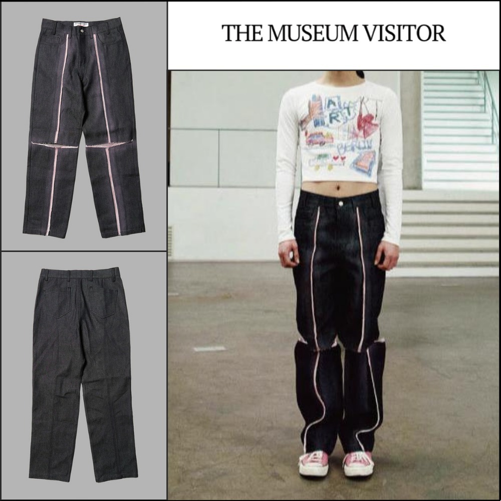 【THE MUSEUM VISITOR】SPRAYED Cut Out Denim Pants