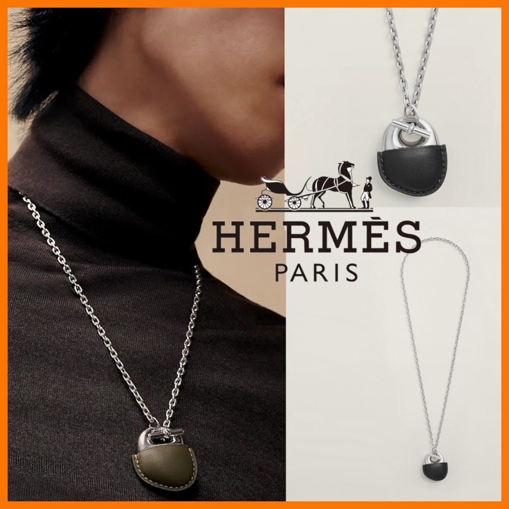 HERMES☆ネックレス Galet Gaine ブラック