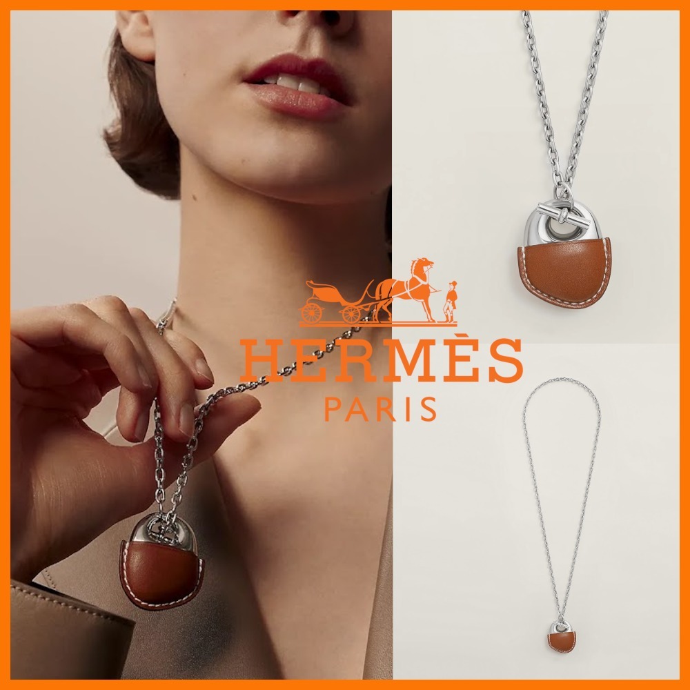Hermes☆ネックレス Galet Gaine Fauve