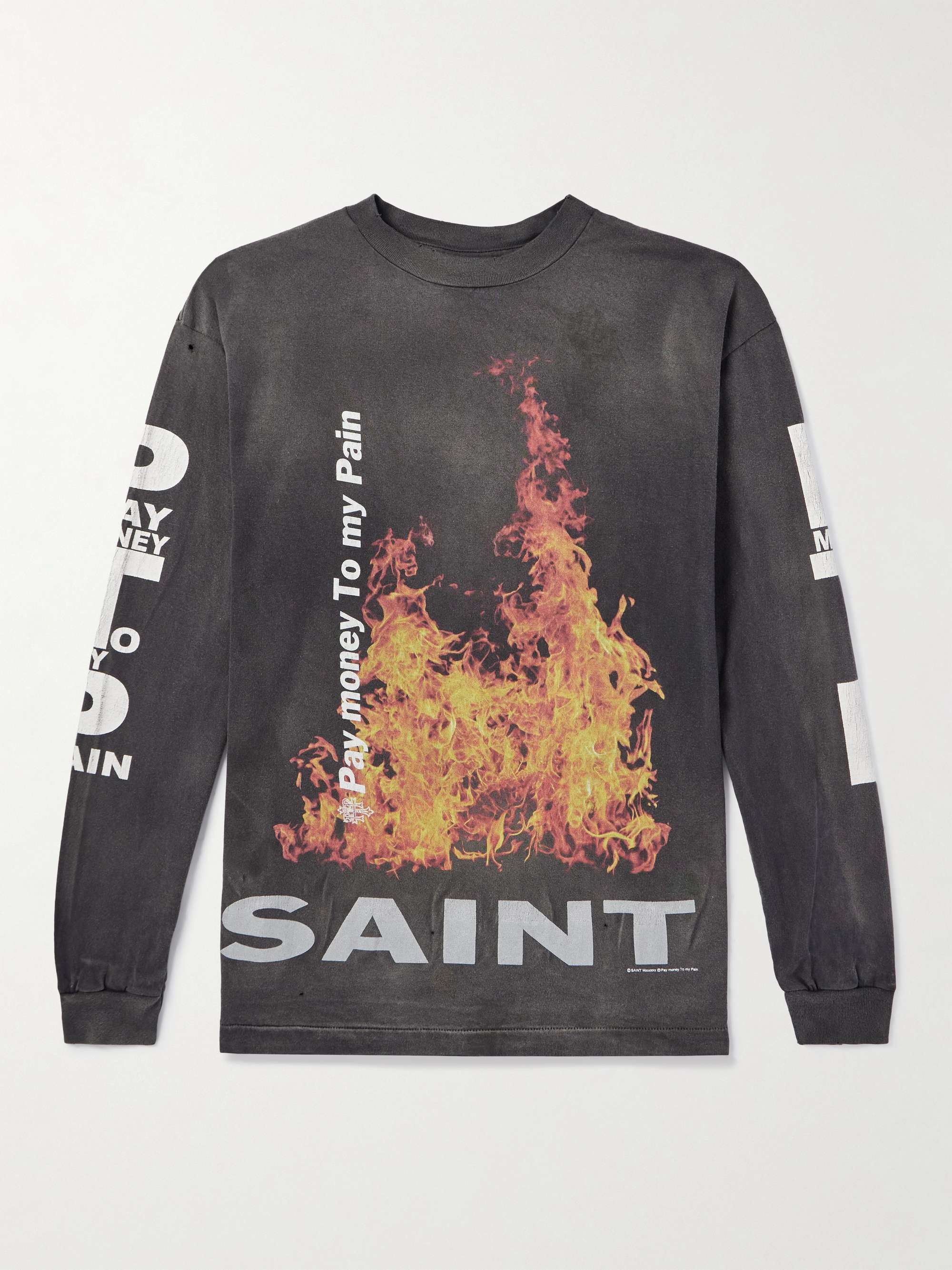 SAINT MXXXXXX☆関税込☆ダメージ加工プリントスウェットシャツ SAINT MXXXXXX☆関税込☆ロゴ ダメージ加工 スウェットシャツ