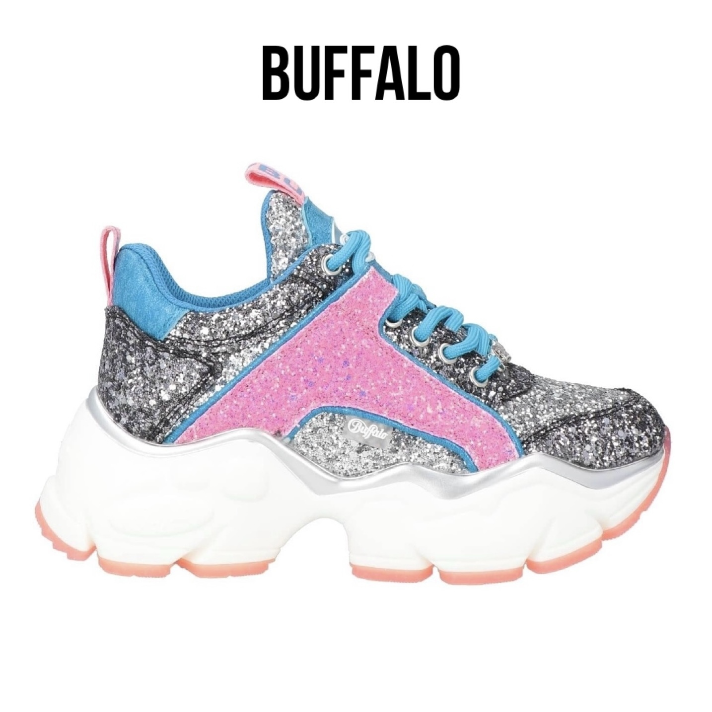 送料関税込み☆BUFFALO ロゴ グリッター チャンキースニーカー