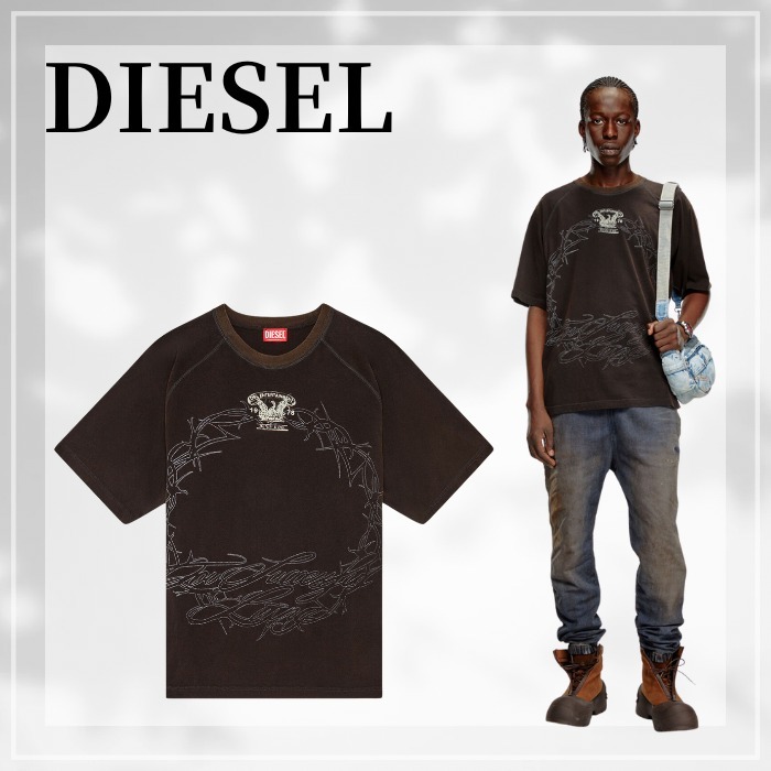 DIESEL t-roxt-q1 ウォータープリント ラグランスリーブ