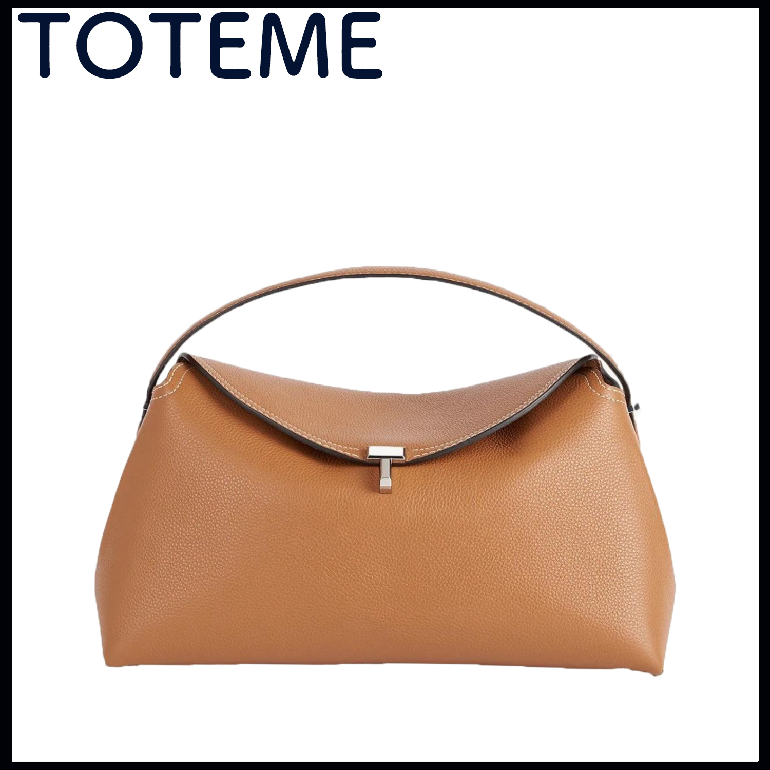 大人気シリーズ!! TOTEME T-Lock グレインレザー クラッチ Tan