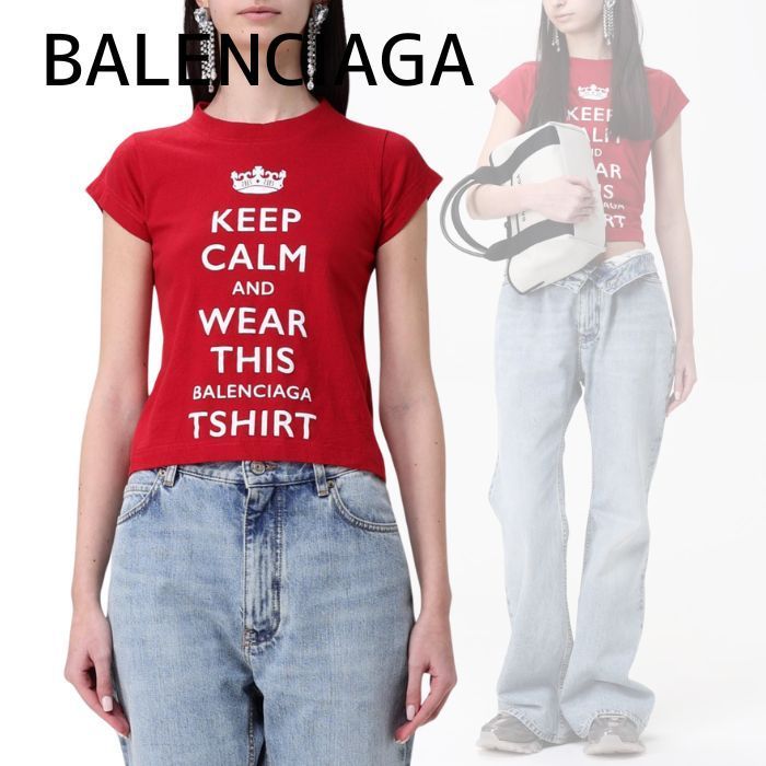 【BALENCIAGA】ロゴ Tシャツ レッド