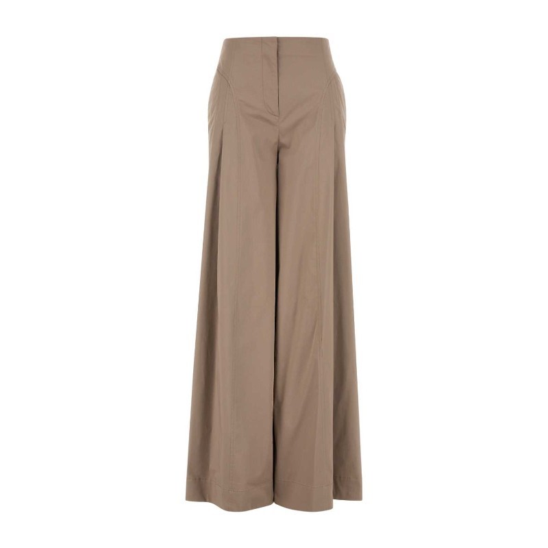 パンツ A FERRETTI Cappuccino stretch cotton wide-leg pant