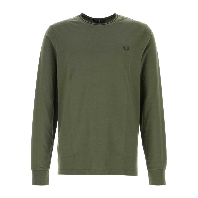 Tシャツ・カットソー FRED PERRY FW24 Army green cotton t-shirt  (M9602 W49)