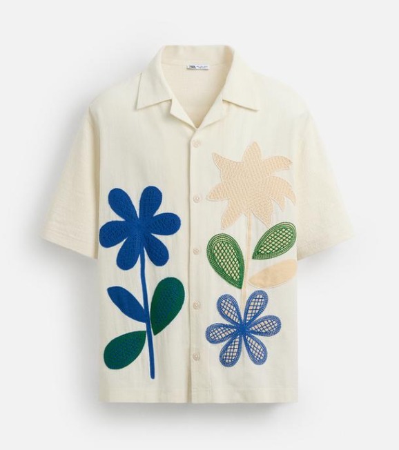 スペイン発送 ZARA コントラストパッチシャツ 上品カジュアル スペイン発送 ZARA コントラストパッチシャツ 上品カジュアル