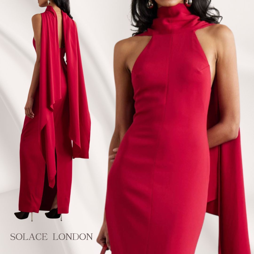 【SOLACE LONDON】オープンバックホルターネックロングドレス