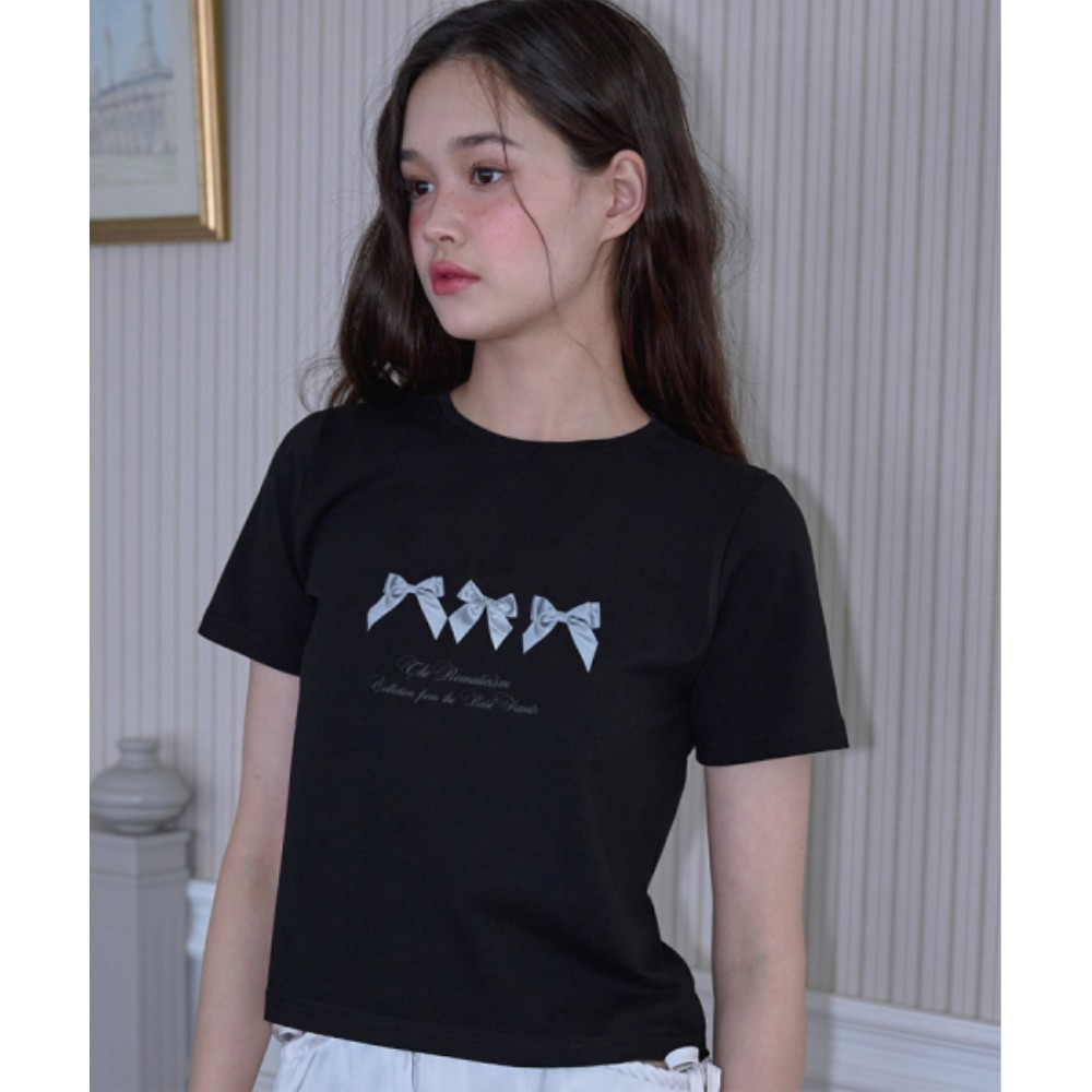 ★Rose Frantz★ Ribbon Lettering Tshirt Black 5006681574
