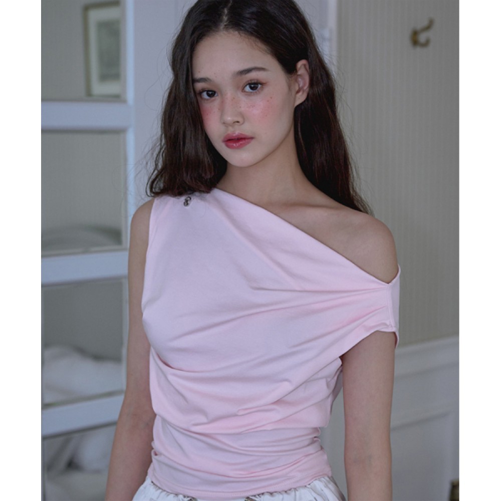 ★Rose Frantz★ Drape Off Shoulder Sleeveless Pink 500570969