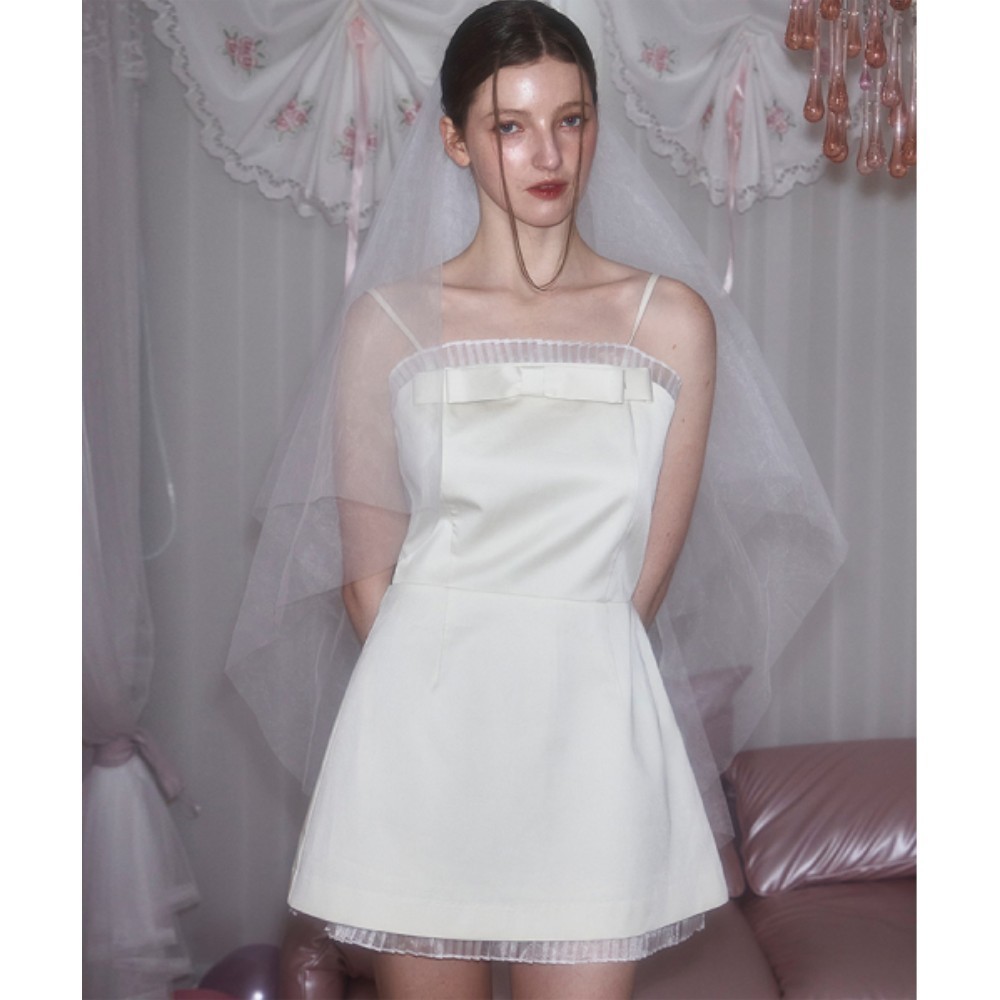 ★Rose Frantz★ Pleats Layered Mini Dress Cream 5010232138