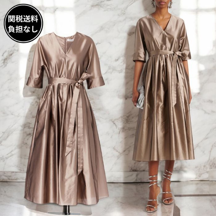 S Max Mara VIOLA ロング シルクオーガンザ ドレス 関税送料込