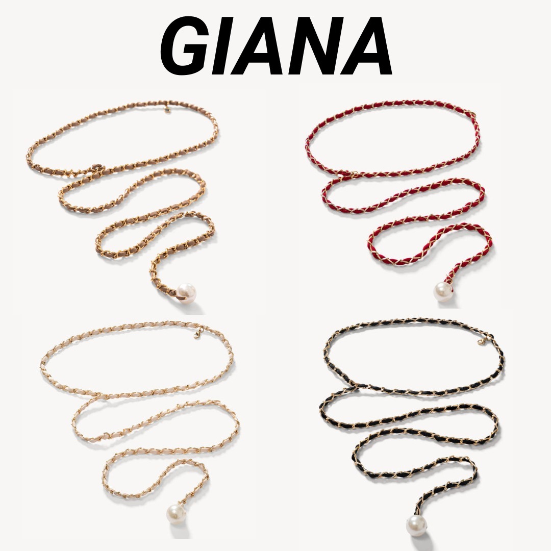 ◆GIANA◆パール付き ダブルチェーンベルト 送料込