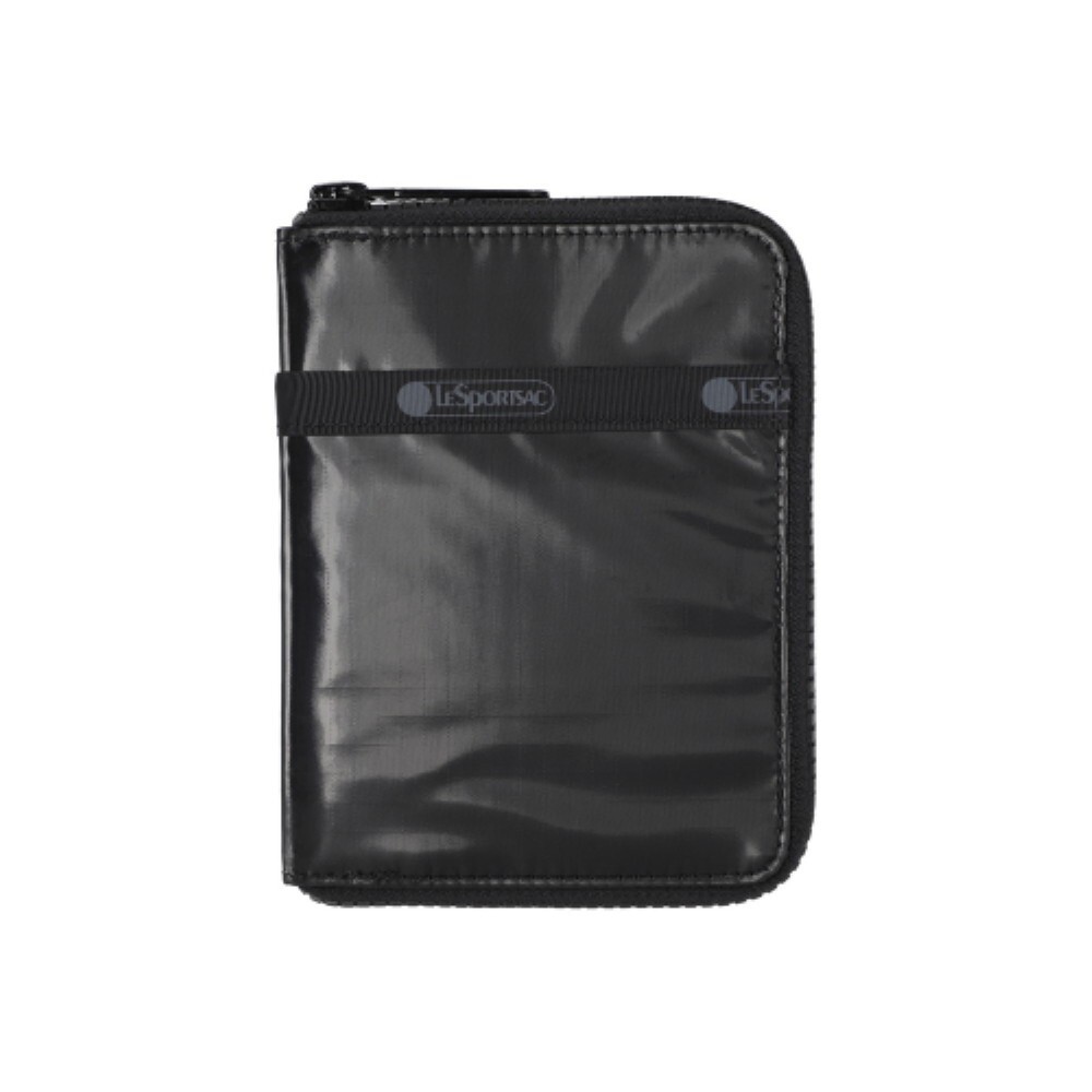 ★LeSportsac★ Black Shine Zip Travel Wallet 1545M135