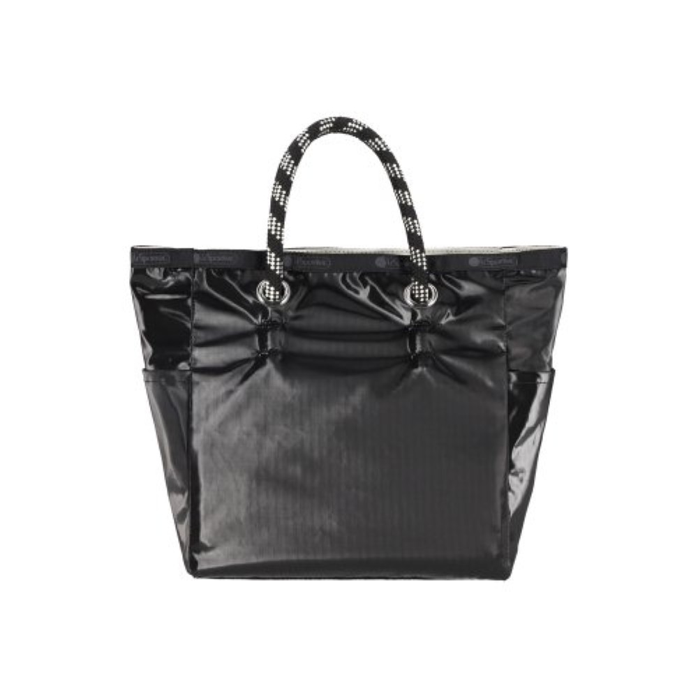 ★LeSportsac★ Black Pearl Shine Medium Two Way Tote Bag 111
