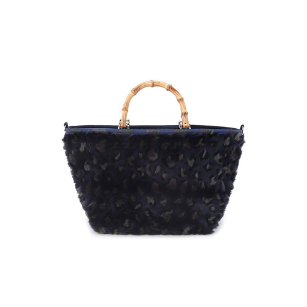 ★LeSportsac★ Midnight Leopard Fur Medium Bamboo Tote Bag 1