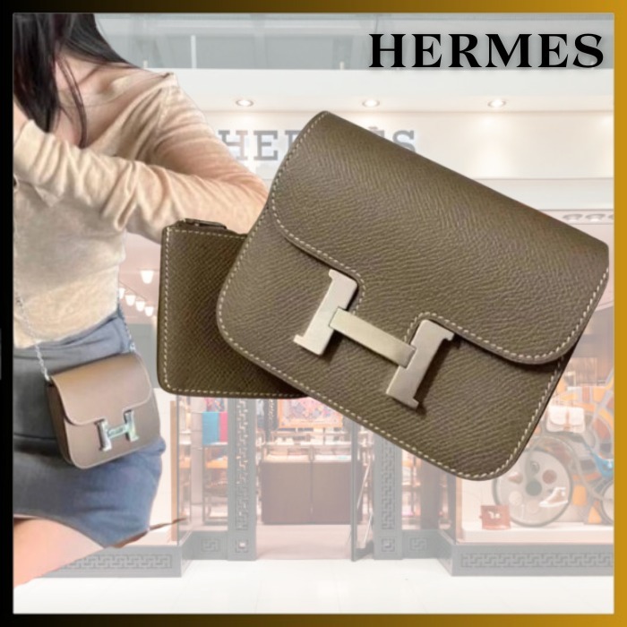 【財布バッグ /Etoupe×Silver金具】HERMES コンスタンス スリム