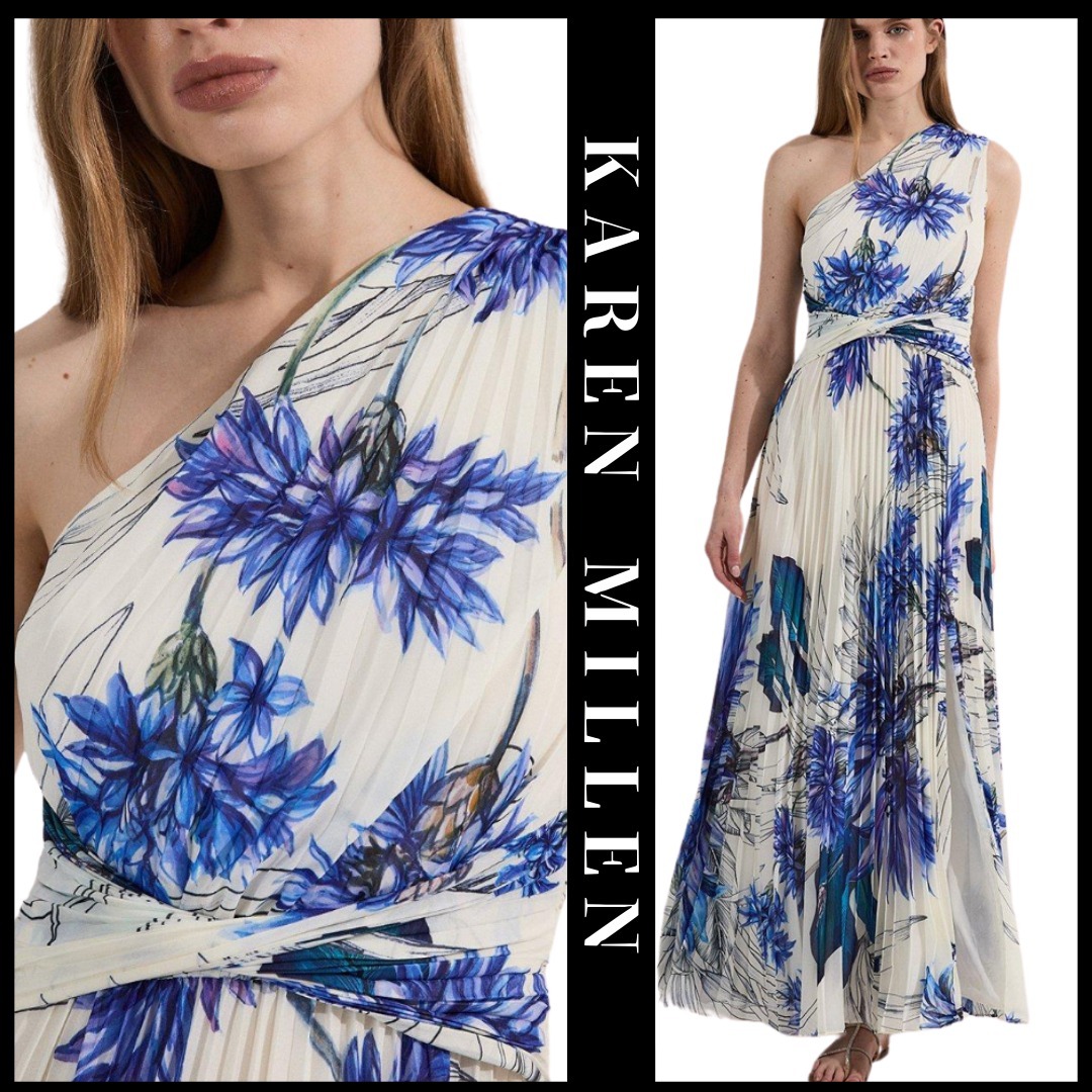 KAREN MILLEN 日本未入荷 ドレス ワンショルダー 花柄 フレア