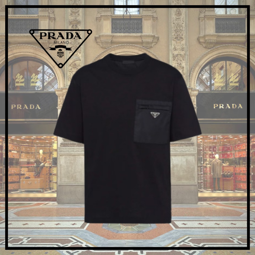 【PRADA】Re-Nylon xジャージー Tシャツ★ブラック★XS