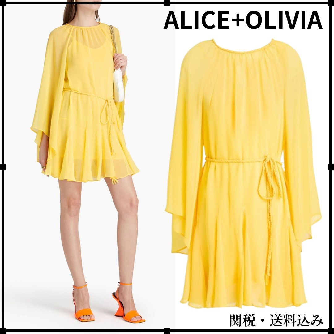 ＊ALICE+OLIVIA＊ベルト付き クレポン ミニワンピース 関送込