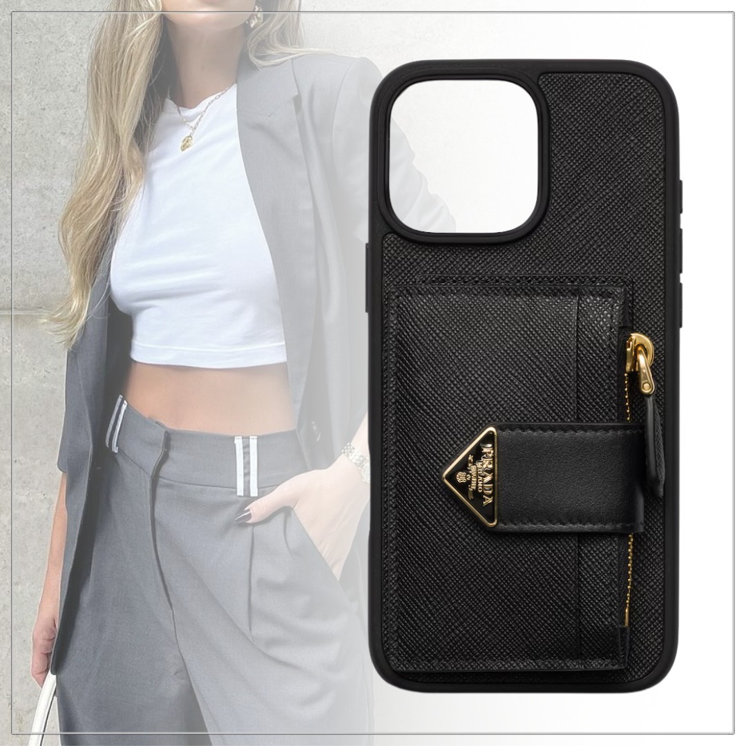 PRADA◆iPhone 16 Pro Max用スマホケース カードホルダー付 ロゴ
